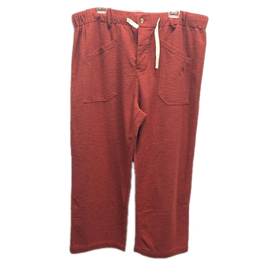Chic Soul Rust Wide Leg Pants 3XL Boho Lagenlook Lounge Crop Sweatpants Pull On